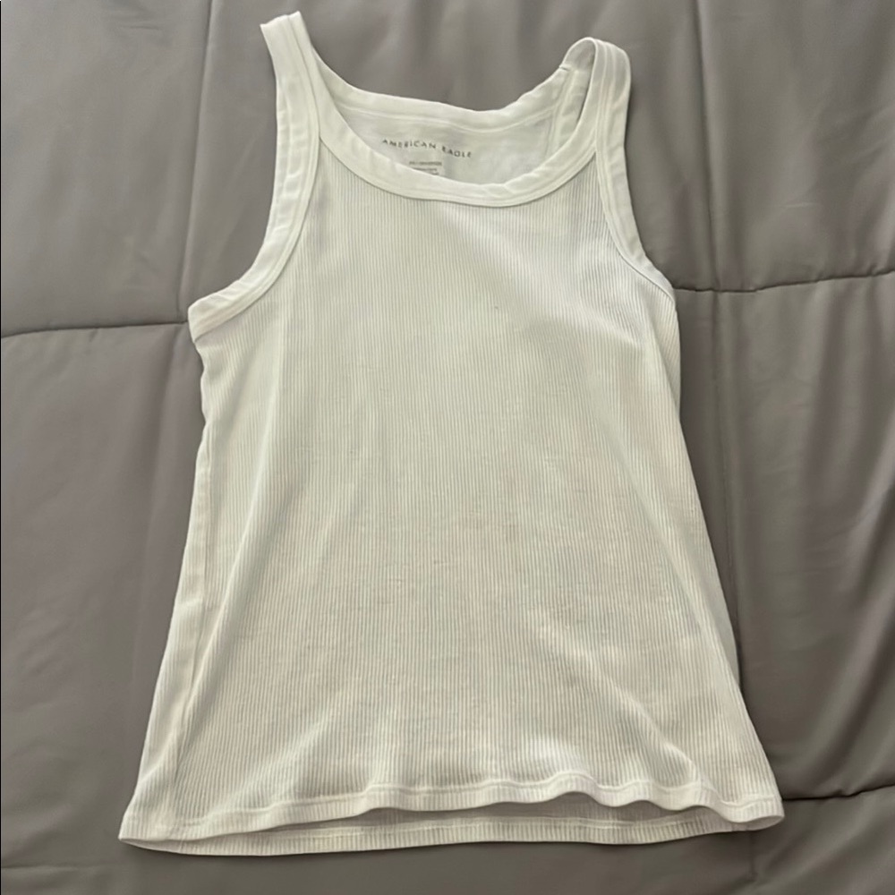 American Eagle White Ribbed Tank Top